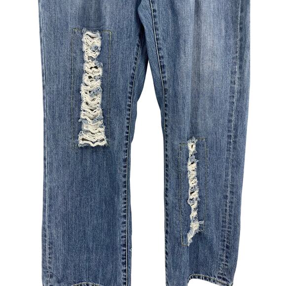 Seven7 Women's 18 Blue Denim Distressed Straight Leg Jeans - Picture 3 of 6